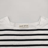 SUM1 STYLE MONT KEMMEL ペイントボーダーTシャツ 定価13200円 半袖Ｔシャツ カットソー 26SS ホワイト ブラック レディース スミスタイル【中古】6-0806S♪