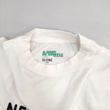 SLOBE IENA 勝手にしやがれ モックネック A BOUT DE SOUFFLE ストレッチ 日本製 サイズF 半袖Ｔシャツ カットソー オフホワイト ブラック レディース スローブイエナ【中古】6-0807S△