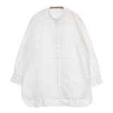 M medium バンドカラー コットン 日本製 ブラウス 長袖シャツ ホワイト レディース ミディアム/小暮美奈子さん【中古】6-0920M∞