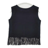 ISSEY MIYAKE エイポック インサイド フリンジ ノースリーブ ストレッチ 製品染め タンクトップ 日本製 サイズ2 Ｔシャツ カットソー ブラック レディース イッセイミヤケ【中古】6-0807S△