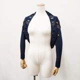 HIROKO BIS プリモーディアルボレロカーディガン 定価25300円 RBKFP-30230 サイズ9 メッシュ カーディガン ネイビー レディース ヒロコビス【中古】6-0906M◎