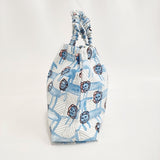 mina perhonen 美品 look ルック skip bag aas9405 ライオン コットンリネン 大サイズ トートバッグ ブルー グレー レディース ミナペルホネン【中古】6-0731G♪