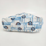 mina perhonen 美品 look ルック skip bag aas9405 ライオン コットンリネン 大サイズ トートバッグ ブルー グレー レディース ミナペルホネン【中古】6-0731G♪