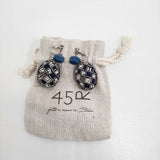 45R/45rpm ビーズ刺繍 ベロア イヤリング ネイビー ホワイト レディース フォーティーファイブアールピーエム【中古】6-0804G♪