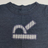 45R/45rpm インディゴ染め ロゴ パッチワーク 刺繍 コットン 日本製 サイズ1 半袖Ｔシャツ カットソー ネイビー レディース フォーティーファイブアールピーエム【中古】6-0807S△