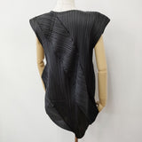 PLEATS PLEASE ISSEY MIYAKE PP41JK482 変形 アシンメトリー プリーツ ノースリーブ カットソー ブラック レディース プリーツプリーズ【中古】6-0731S♪