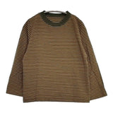 45R/45rpm 縞天竺の四角Tシャツ 定価14300円 ボーダー 長袖Ｔシャツ カットソー ロンＴ ベージュ カーキ レディース フォーティーファイブアールピーエム【中古】6-0920M∞