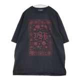 Y's 9.1OZ FLOWER PRINT T コットン クルーネック 定価22000円 サイズ3 半袖Ｔシャツ カットソー ブラック レッド レディース ワイズ/Yohji【中古】6-0807S△