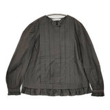 mina perhonen sokeri wa1925 36 コットンシルク タック 裾フリル 定価41800円 ブラウス シャツ チャコールグレー レディース ミナペルホネン【中古】6-0811M♪