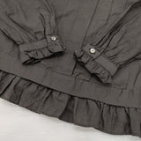 mina perhonen sokeri wa1925 36 コットンシルク タック 裾フリル 定価41800円 ブラウス シャツ チャコールグレー レディース ミナペルホネン【中古】6-0811M♪