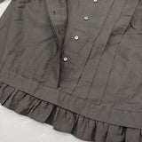 mina perhonen sokeri wa1925 36 コットンシルク タック 裾フリル 定価41800円 ブラウス シャツ チャコールグレー レディース ミナペルホネン【中古】6-0811M♪