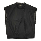 R&D.M.Co- FRILL COLLAR GILET フリルカラージレ M コットン ノースリーブ ブラウス シャツ ブラック レディース オールドマンズテーラー【中古】6-0811S♪