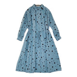 mina perhonen rain net abs3991 ドットプリント シャツドレス 38 定価74800円 ワンピース 23SS ブルー ブラック レディース ミナペルホネン【中古】6-0814M♪