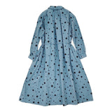 mina perhonen rain net abs3991 ドットプリント シャツドレス 38 定価74800円 ワンピース 23SS ブルー ブラック レディース ミナペルホネン【中古】6-0814M♪