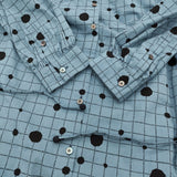 mina perhonen rain net abs3991 ドットプリント シャツドレス 38 定価74800円 ワンピース 23SS ブルー ブラック レディース ミナペルホネン【中古】6-0814M♪