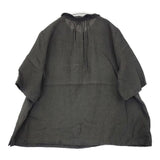 LOISIR グランジリネン 二重フレアーカラーブラウス リボン 定価22000円 半袖 プルオーバー ブラウス シャツ チャコールグレー レディース ロワズィール【中古】6-0807S△