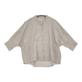 ADIEU TRISTESSE コットンリネンブラウス グレンチェック 定価22000円 ワイドシルエット ブラウス シャツ 26SS ベージュ レディース アデュートリステス【中古】6-0811S♪