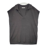 Plage fino silky kn コットンシルク プルオーバー 定価22000円 ノースリーブ ポロシャツ 25SS チャコールグレー レディース プラージュ【中古】6-0807S△