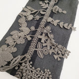 mina perhonen forest parade oa7454 リネン 巾着ポーチ 刺繍 ポーチ チャコールグレー レディース ミナペルホネン【中古】6-0814G♪