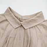 fog linen work リネン 前後2way フレンチスリーブ シャツ ベージュ レディース フォグリネンワーク【中古】6-0810S◎