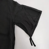 fog linen work リネン 袖ドローコード 半袖 ワンピース ブラック レディース フォグリネンワーク【中古】6-0810S◎