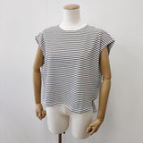 T.tutie ティードットツチエ ボーダーフレンチスリーブTシャツ 0726UT71313 カットソー ブラック ホワイト レディース【中古】6-0810S◎