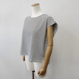 T.tutie ティードットツチエ ボーダーフレンチスリーブTシャツ 0726UT71313 カットソー ブラック ホワイト レディース【中古】6-0810S◎