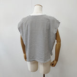 T.tutie ティードットツチエ ボーダーフレンチスリーブTシャツ 0726UT71313 カットソー ブラック ホワイト レディース【中古】6-0810S◎