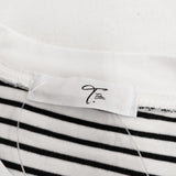 T.tutie ティードットツチエ ボーダーフレンチスリーブTシャツ 0726UT71313 カットソー ブラック ホワイト レディース【中古】6-0810S◎