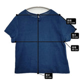 45R/45rpm インディゴタックレース×天竺Tシャツ 定価37400円 サイズ2 リネン 半袖Ｔシャツ カットソー ネイビー レディース フォーティーファイブアールピーエム【中古】6-0810S◎