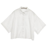 OPAQUE CLIP クロップドハーフスリーブシャツ 4942 1 637-82050 コットン混 サイズ40/L 半袖シャツ ホワイト レディース オペークドットクリップ【中古】6-0810S◎