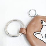 ear papillonner sampoコラボ刺しゅうレザーケース 本革 ステッカーマニア バッグチャーム 定価7700円 ポーチ 26SS キャメル レディース イアパピヨネ【中古】6-0814G♪