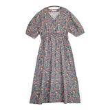 AFTERNOONTEA WARDROBE リバティ柄 花柄 JM83-47 コットン サイズM-L 半袖 ワンピース ブルー レッド レディース アフタヌーンティーワードローブ【中古】6-0810S◎