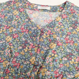 AFTERNOONTEA WARDROBE リバティ柄 花柄 JM83-47 コットン サイズM-L 半袖 ワンピース ブルー レッド レディース アフタヌーンティーワードローブ【中古】6-0810S◎