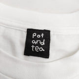 pot and tea cafe contes コーヒーゼリープリントTシャツ コットン 半袖Ｔシャツ カットソー ホワイト グレー レディース ポットアンドティー【中古】6-0810S◎