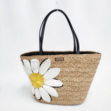 Kate Spade DOWN THE RABBIT HOLE STRAW DAISY TOTE ストロー かご かごバッグ ベージュ レディース ケイトスペード【中古】6-0729S◎