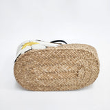 Kate Spade DOWN THE RABBIT HOLE STRAW DAISY TOTE ストロー かご かごバッグ ベージュ レディース ケイトスペード【中古】6-0729S◎