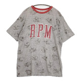 45R/45rpm サーフィン柄 ロゴ リンガーT ヴィンテージ サイズ4 半袖Ｔシャツ カットソー グレー レッド レディース フォーティーファイブアールピーエム【中古】6-0810S◎