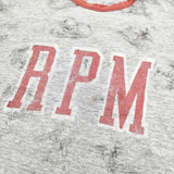 45R/45rpm サーフィン柄 ロゴ リンガーT ヴィンテージ サイズ4 半袖Ｔシャツ カットソー グレー レッド レディース フォーティーファイブアールピーエム【中古】6-0810S◎