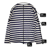 45R/45rpm コットン 天竺 ボーダー サイズ3 長袖Ｔシャツ カットソー ロンＴ ベージュ ネイビー レディース フォーティーファイブアールピーエム【中古】6-1004M∞