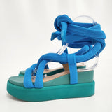 ISSEY MIYAKE/UNITED NUDE Node サイズ38 レースアップ サンダル ブルー グリーン レディース イッセイミヤケ/ユナイテッドヌード【中古】6-0814S♪