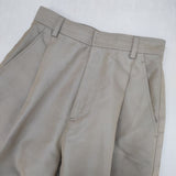 UNITED ARROWS ワンタック センタープレス シャンブレー テーパード パンツ ベージュ レディース ユナイテッドアローズ【中古】6-1004G∞