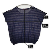 Pal'las Palace サイズ0 リネン ボーダー フレンチスリーブ ニット ネイビー ベージュ レディース パラスパレス【中古】6-0810S◎
