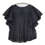 FANAKA 新品 半袖レース切替2WAYブラウス 定価14300円 261-2012 ブラウス シャツ ブラック ネイビー レディース ファナカ【中古】6-0817S◎