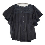 FANAKA 新品 半袖レース切替2WAYブラウス 定価14300円 261-2012 ブラウス シャツ ブラック ネイビー レディース ファナカ【中古】6-0817S◎