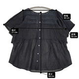 FANAKA 新品 半袖レース切替2WAYブラウス 定価14300円 261-2012 ブラウス シャツ ブラック ネイビー レディース ファナカ【中古】6-0817S◎