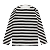 agnes b. 細ボーダー コットン 長袖Ｔシャツ カットソー ロンＴ ホワイト ブラック レディース アニエスベー【中古】6-1004M∞