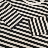 agnes b. 細ボーダー コットン 長袖Ｔシャツ カットソー ロンＴ ホワイト ブラック レディース アニエスベー【中古】6-1004M∞