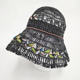 tsuyuqee ツユキ ハット 帽子 透かし編み 刺繍 ハット ブラック 多色 レディース【中古】6-0729S◎