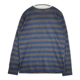 pyjama clothing ボーダー クルーネック コットン ベルギー製 サイズM 長袖Ｔシャツ カットソー ロンＴ グレー ネイビー レディース ピジャマクロージング【中古】6-0927M△